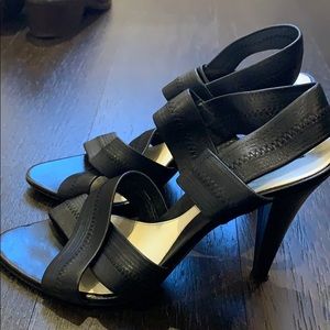 Black Leather Heeled sandals
